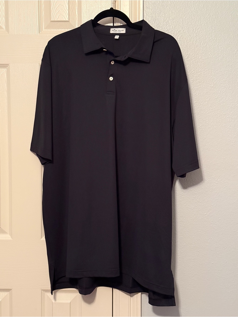 Peter Millar Summer Comfort Solid Black Performance Stretch Golf Polo Mens 2XL